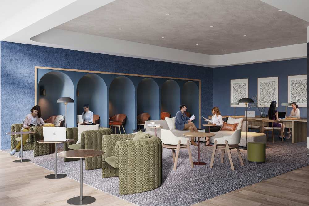 Lobby area at St. Albans Lofts in Raleigh, North Carolina