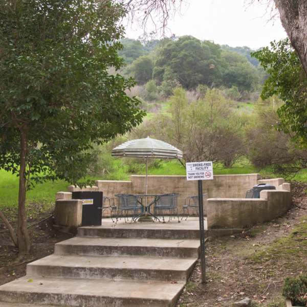 Outdoor stone patio at Martinez Hillside in Martinez, California