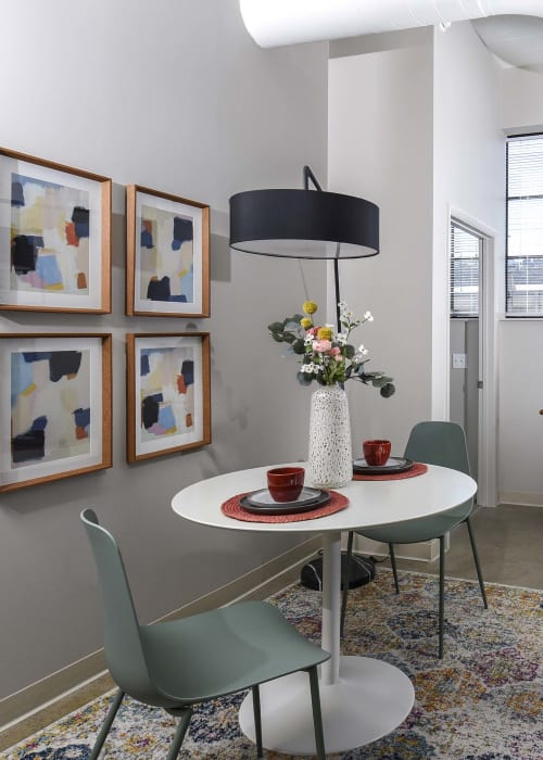 Dining room of a model home at Terminal 21 in Pittsburgh, Pennsylvania