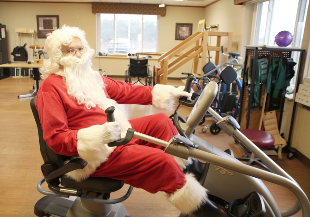 An old man wearing Santa costume at East Troy Manor in East Troy, Wisconsin