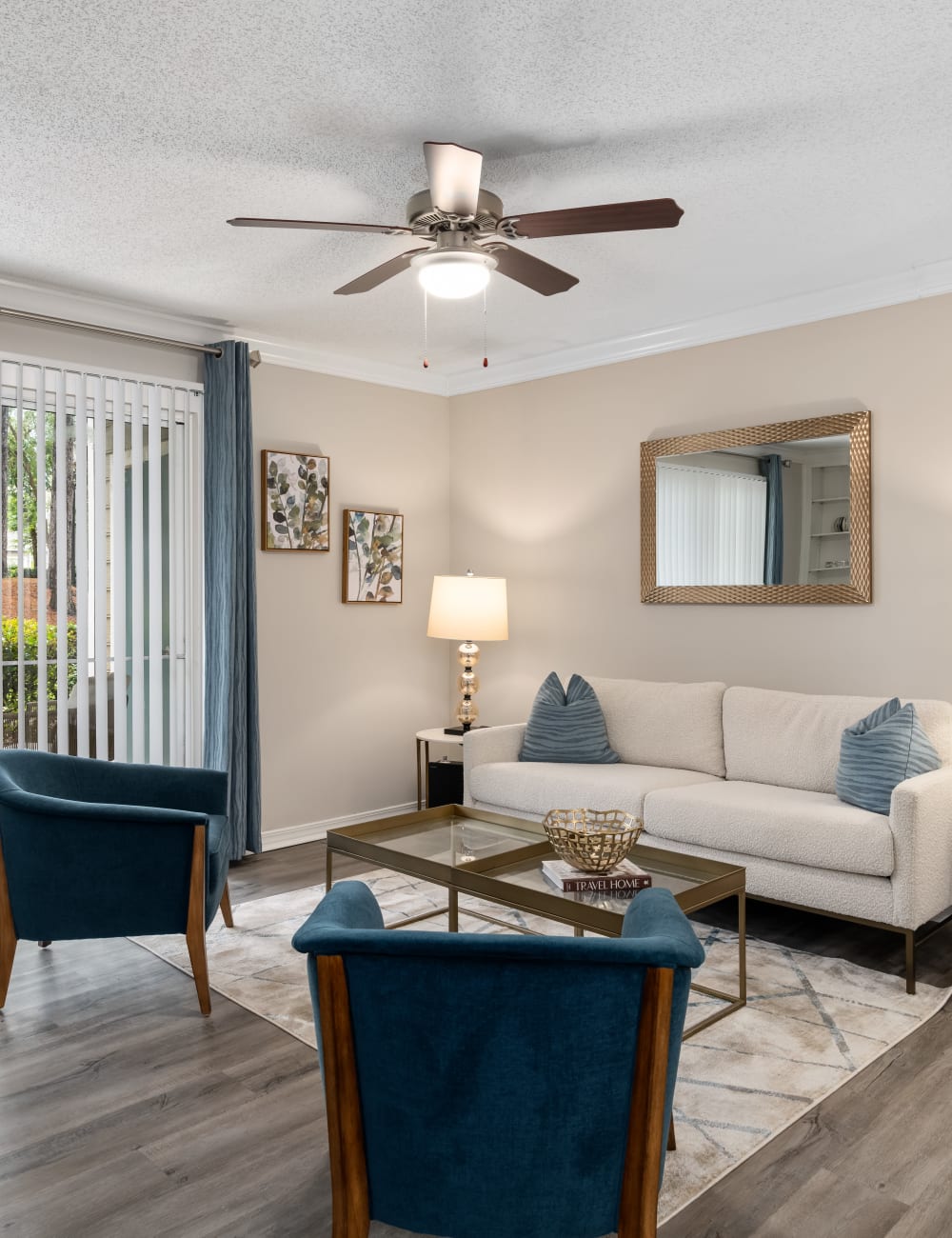 Living room with hardwood flooring at Regency Gates in Mobile, Alabama