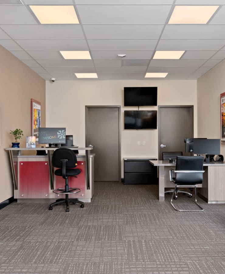 Interior of the leasing office at StorQuest Self Storage in Fresno, California