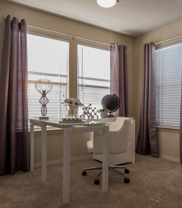 Desk set up at Watercress Apartments in Maize, Kansas