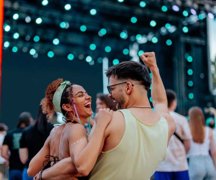 Couple enjoying in an event near Valencia Park in Orlando, Florida