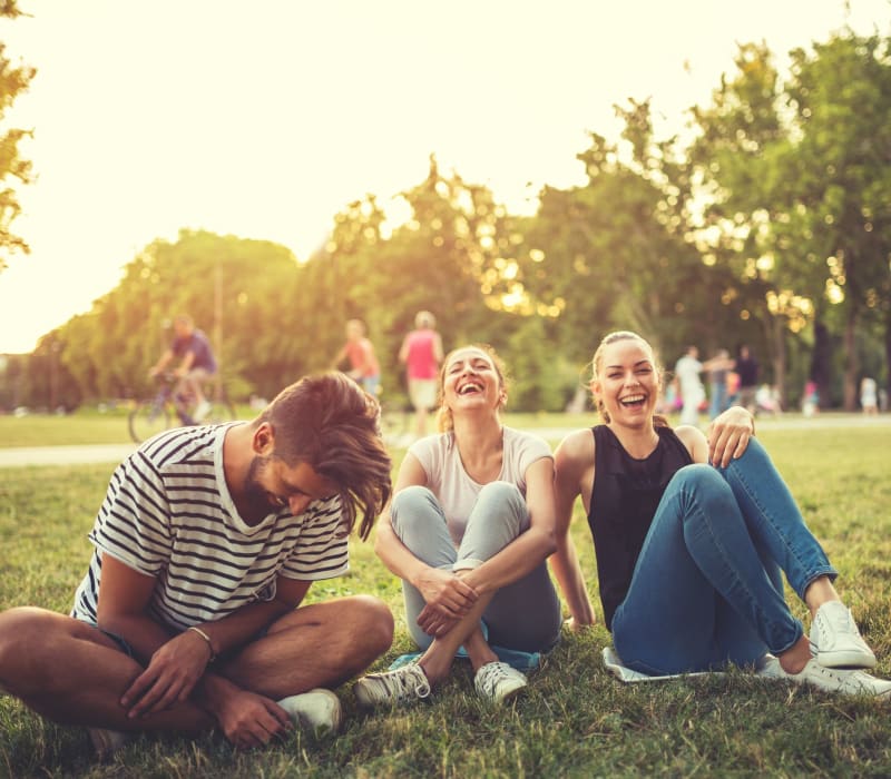 Residents hanging out at a park near The Diplomat in Studio City, California