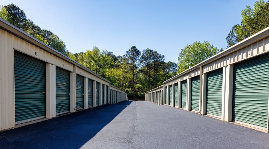 A parent playing with a child in a moving box near KO Storage in Chattanooga, Tennessee