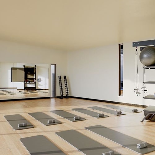 Yoga studio room at S'PARK Apartments in Boulder, Colorado