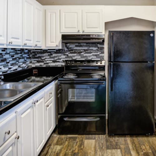 Energy-efficient appliances in an apartment kitchen at Coronado Springs in Palm Springs, Florida