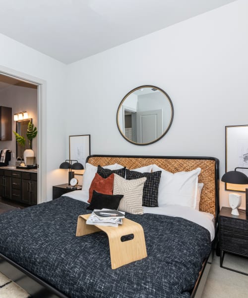Bright, spacious bedroom at Magnolia on the Green in Allen, Texas