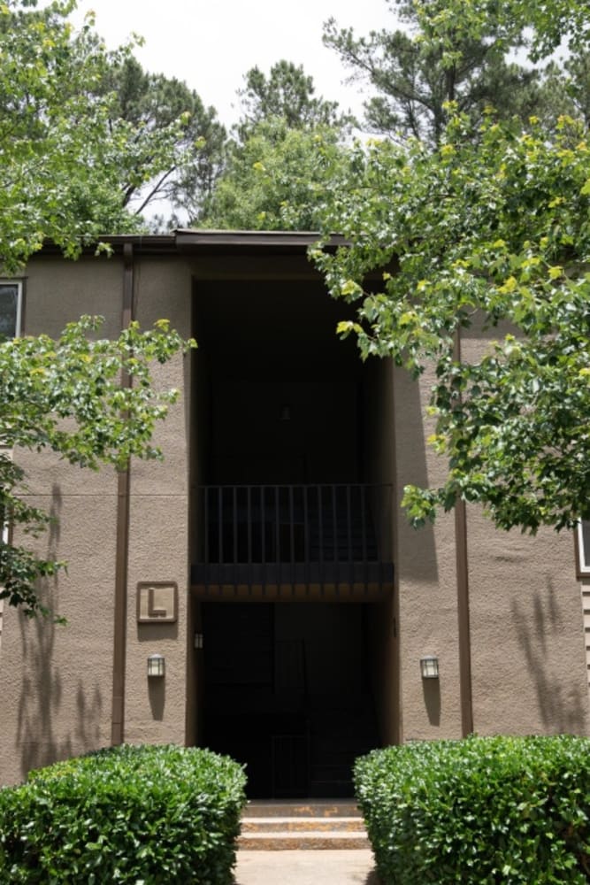 Outside an apartment building at Foxwood Apartments in Doraville, Georgia