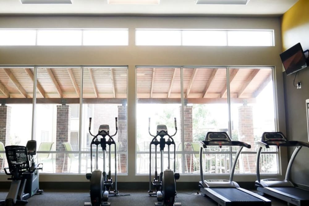 Row of treadmills and ellipticals at The BLVD in San Angelo, Texas