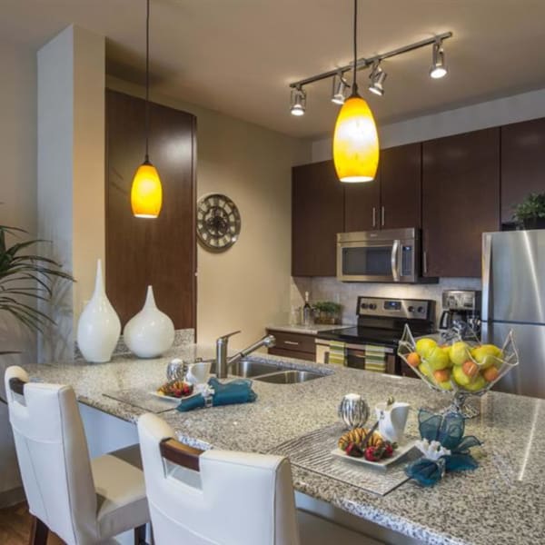 Gourmet kitchen of a home at Imperial Lofts in Sugar Land, Texas
