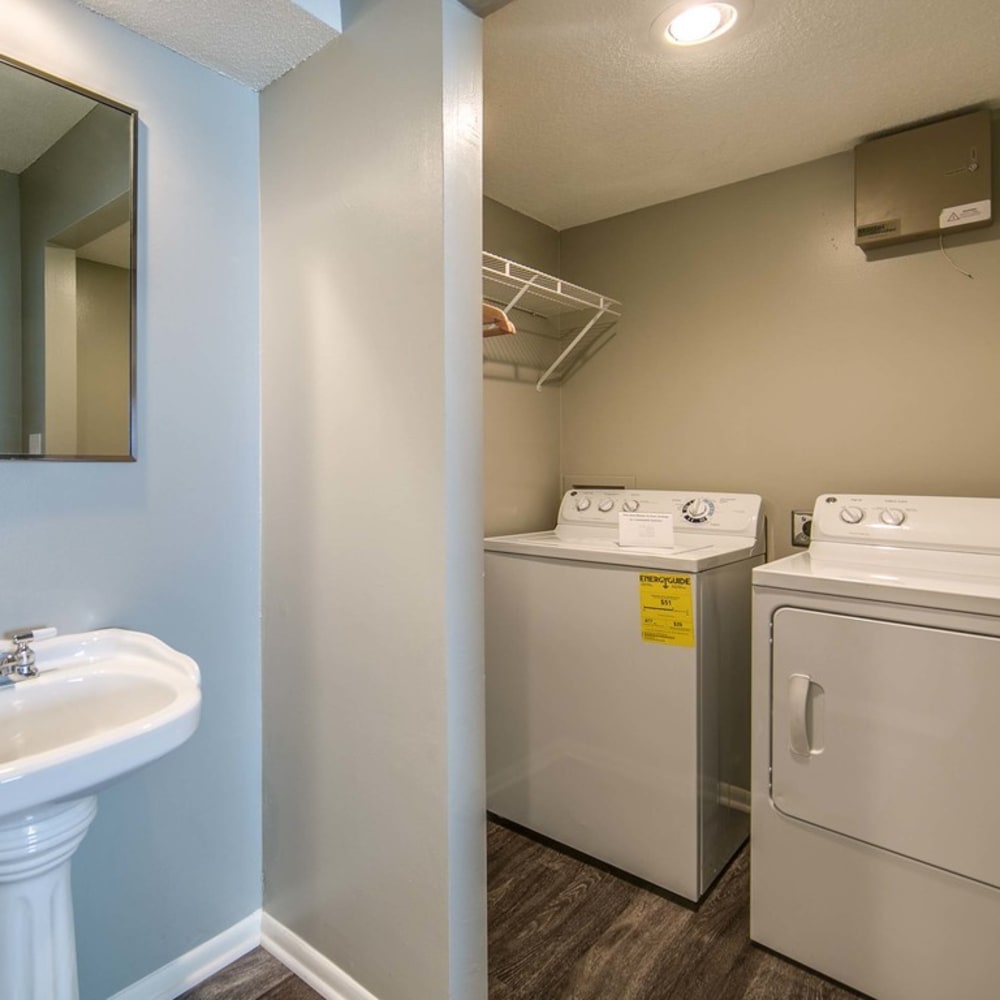 Washer and dryer hookups at London House Apartments in Lenexa, Kansas