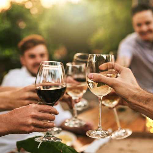 Residents enjoying drinks at Summit Knolls Apartments & Townhomes in Webster, New York
