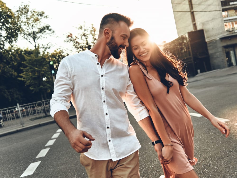 Couple walking downtown near Morrison Chandler in Chandler, Arizona