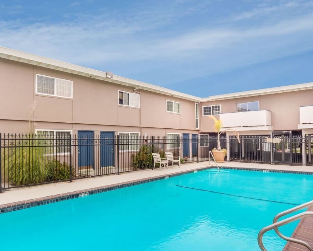 Resident swimming pool at Marina Breeze in San Leandro, California