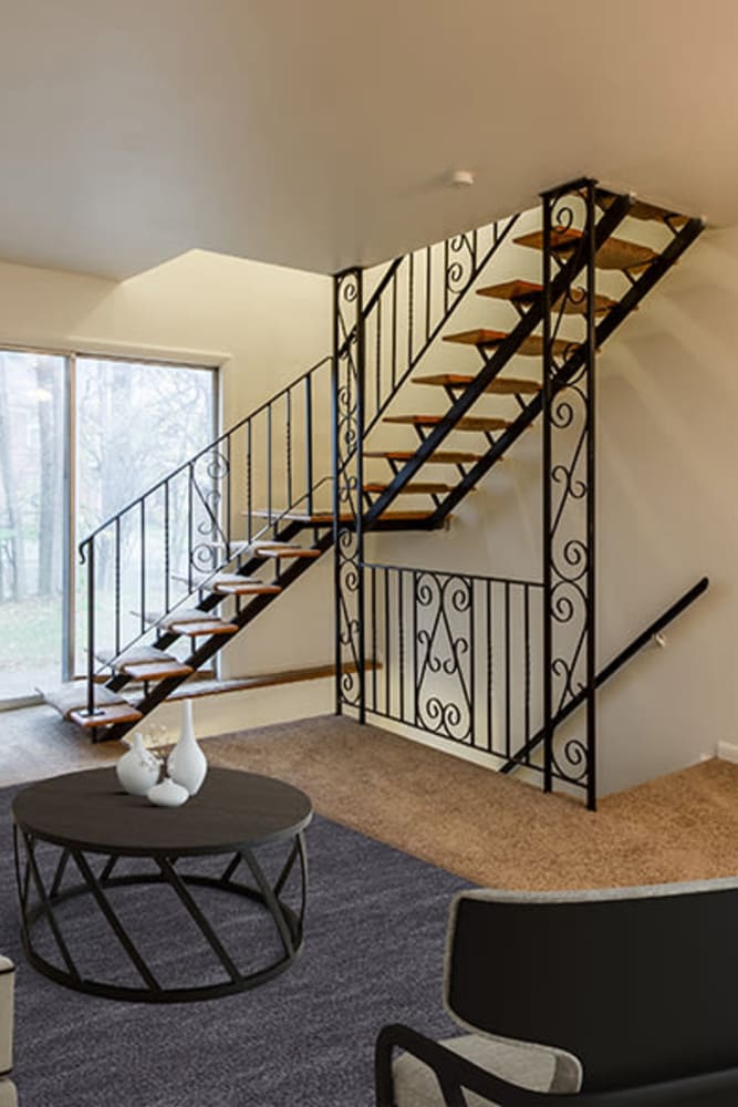Living room at Elmwood Terrace Apartments & Townhomes in Rochester, New York