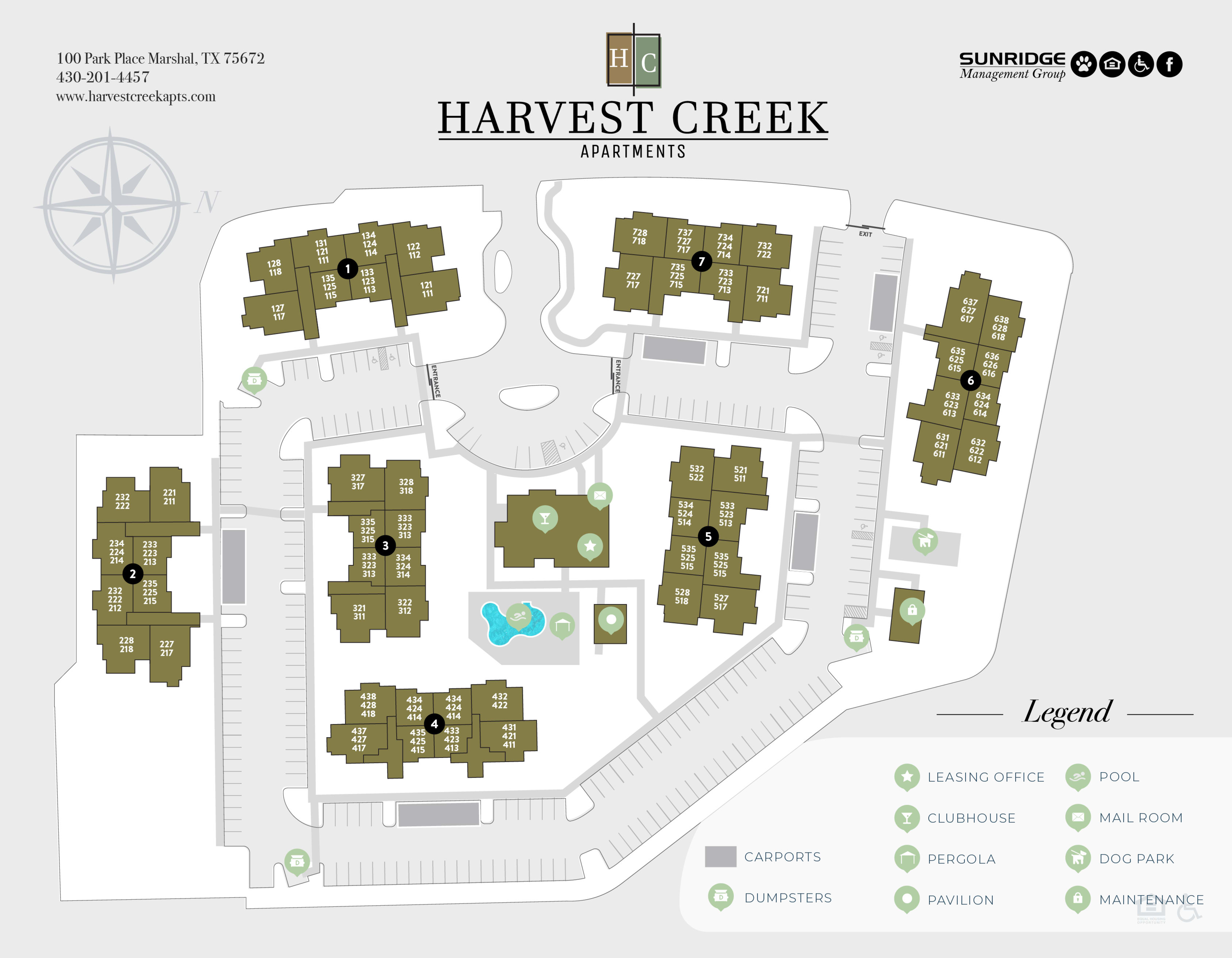 Sitemap at Harvest Creek in Marshall, Texas