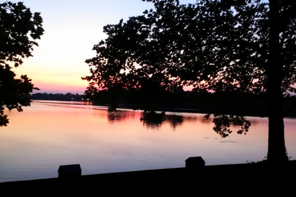 Sunset from the dock at Lakewood Park Apartments in Lexington, Kentucky