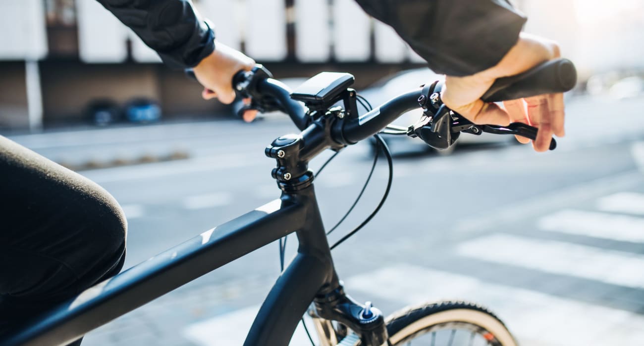 Resident exploring the neighborhood on his bike near Wynbrook West Apartments in East Windsor, New Jersey