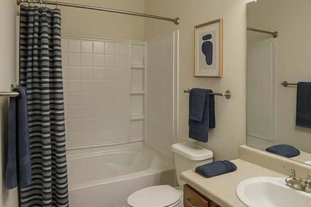 Bathroom with vanity and shower at River Falls in Duncan, South Carolina