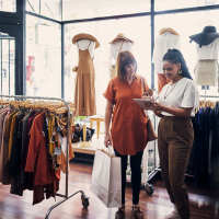 Resident shopping in the neighborhood at Cleburne Plaza in Cleburne, Texas