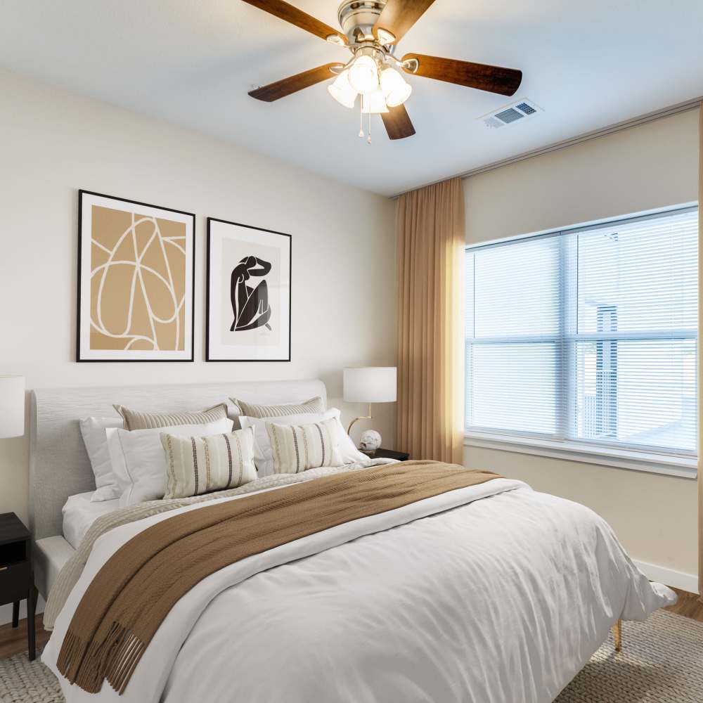 Apartment bedroom at The Trail Lakes in Fort Worth, Texas