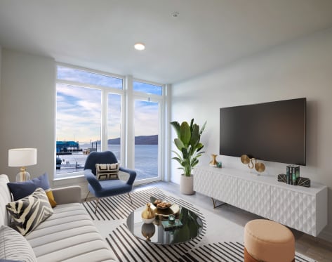 Apartment living room at Alexander Crossing in Yonkers, New York