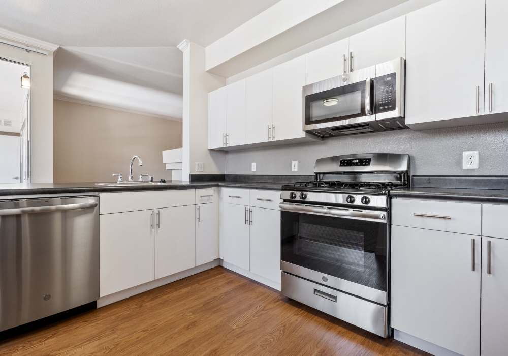 Well-lit kitchen at Park Hacienda Apartments in Pleasanton, California