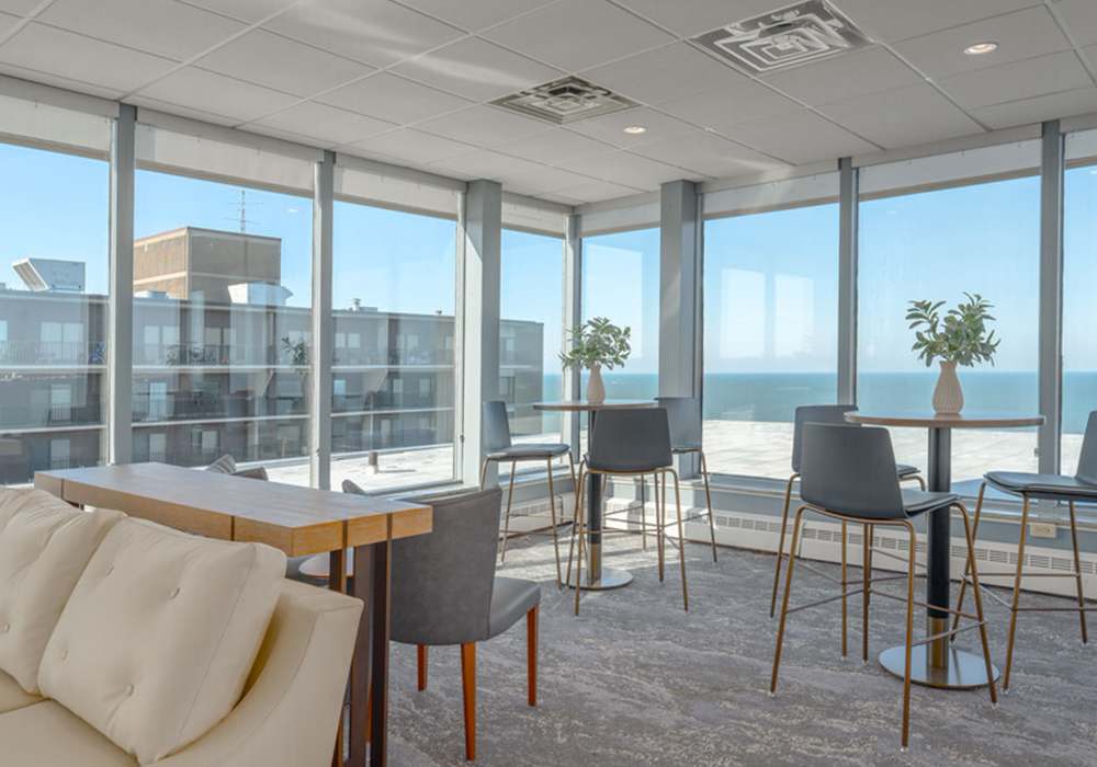 Common dining area at 12000 Edgewater in Lakewood, Ohio