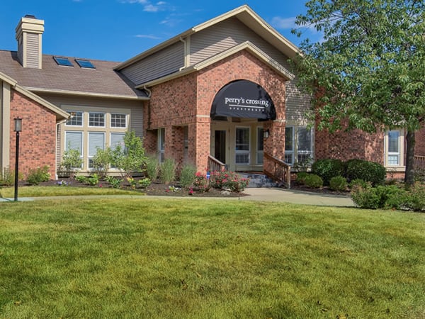 Clubhouse exterior at Perry's Crossing Apartments in Perrysburg, Ohio