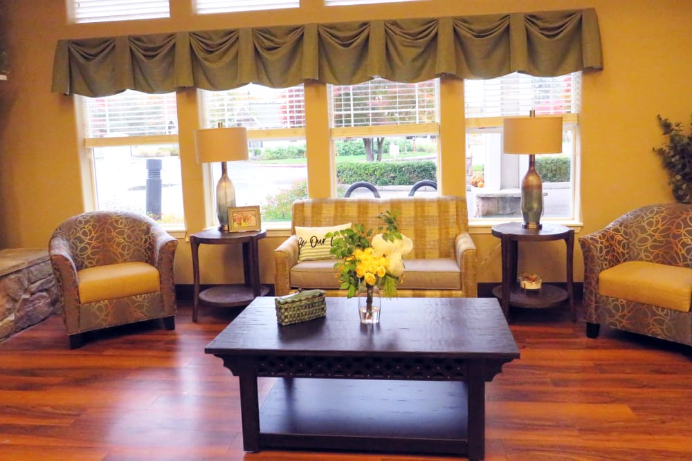 Lobby at Meadowlark Senior Living in Lebanon, Oregon