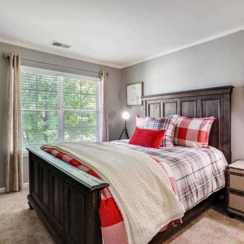 Cozy bedroom at Orchard Village in Aurora, Illinois