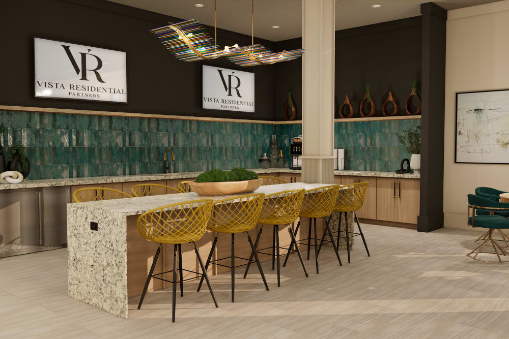 Prep kitchen in the clubhouse at Main Street Vista in Holly Springs, North Carolina