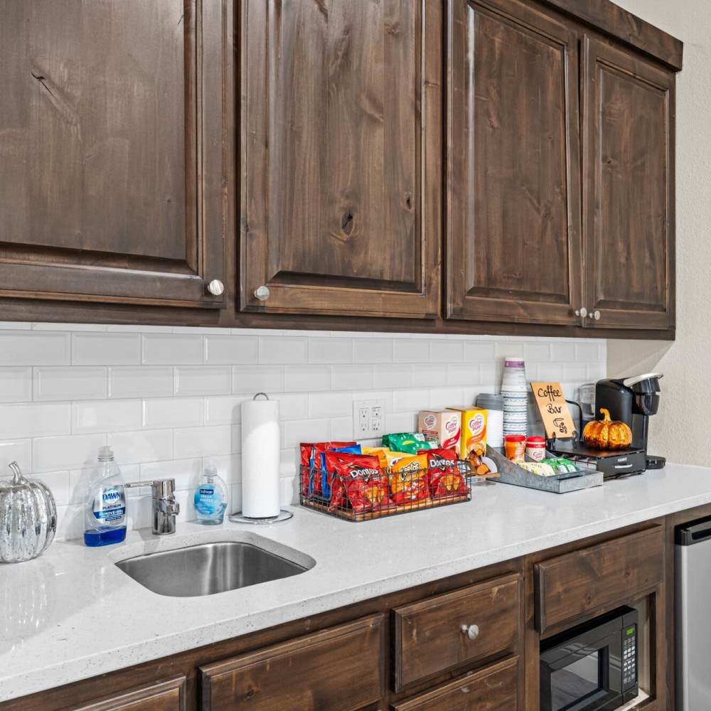 Clubhouse kitchen at The Arbors of Mineola in Mineola, Texas