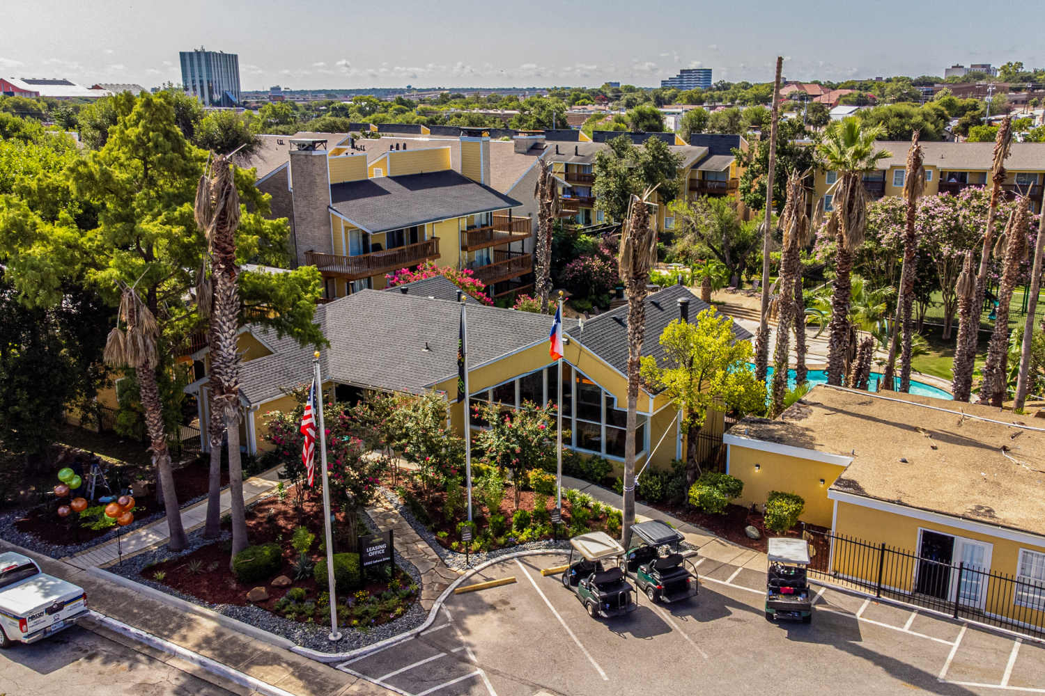 Aerial view of the community at Palatia Apartment Homes in San Antonio, Texas