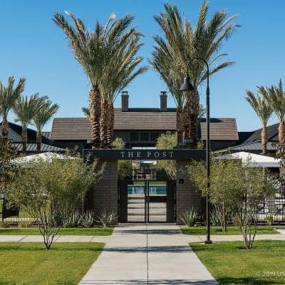 Landscaping at the pool entry at BB Living at Union Park in Phoenix, Arizona