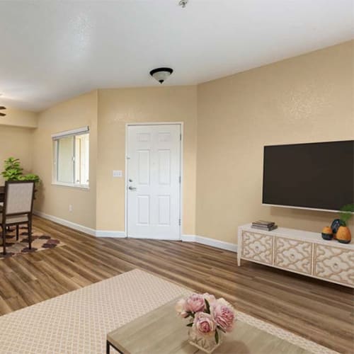 Model living room at Maralisa Meadows in Livermore, California