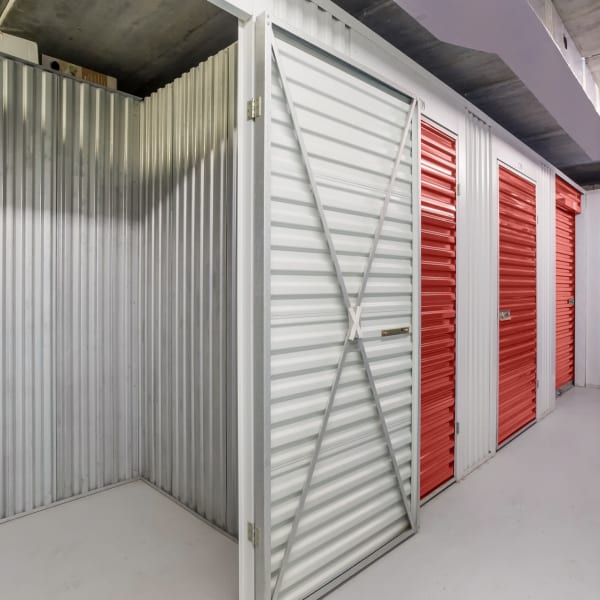 Climate controlled indoor storage units at StorQuest Self Storage in Tampa, Florida