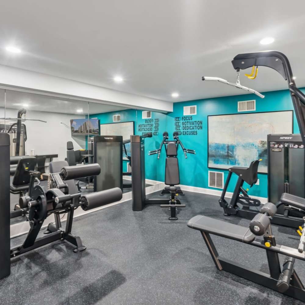 Well equipped fitness centre at Georgia West in Silver Spring, Maryland