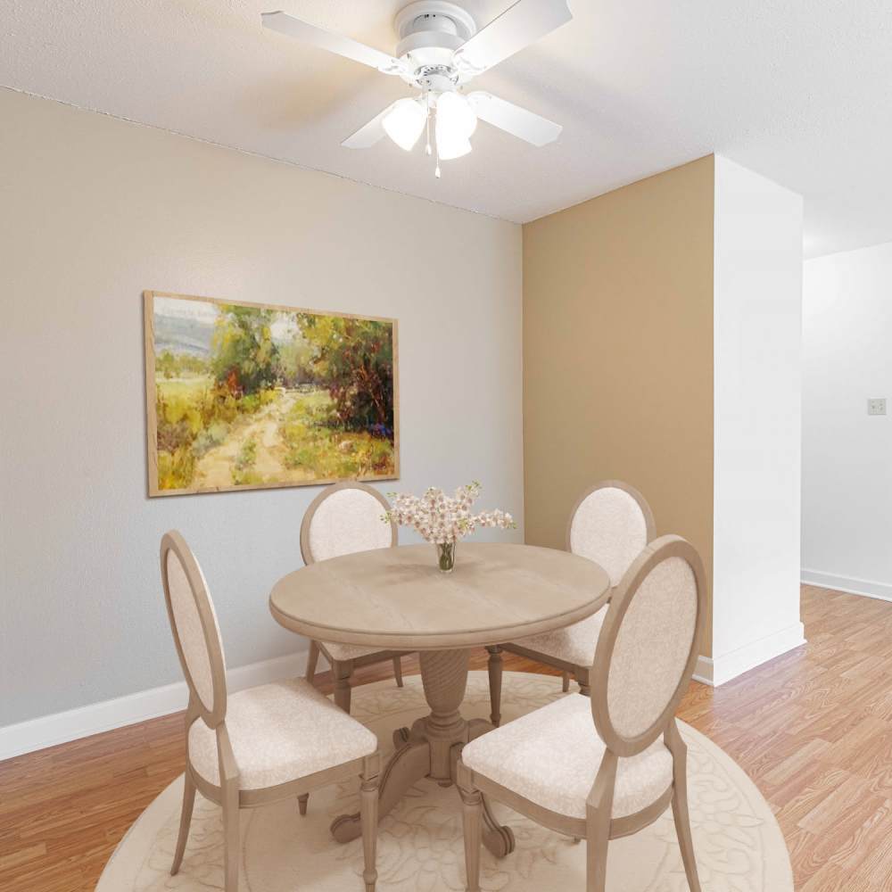 Dining table at Village Green Apartments in Chesterfield, Missouri