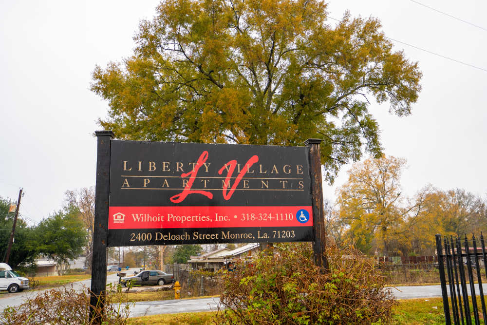 Property signage at Liberty Village in Monroe, Louisiana