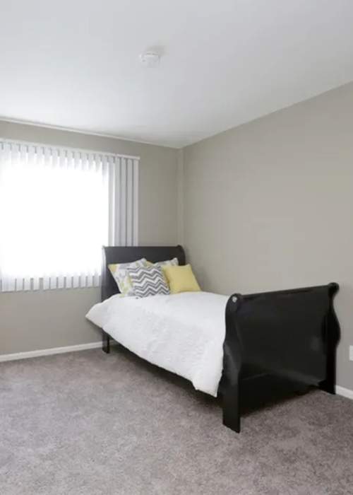 Bedroom with comfortable bed at Andover Park in Valparaiso, Indiana