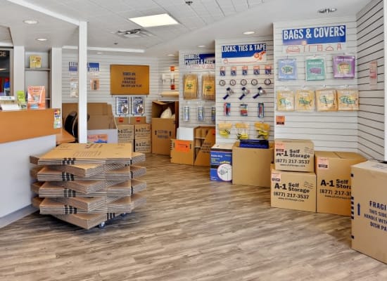 A variety of box sizes available at A-1 Self Storage in Chula Vista, California