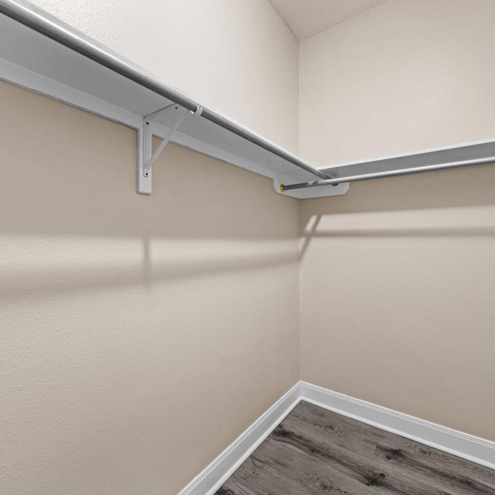 Walk in closet at The Arbors of Mineola in Mineola. TX