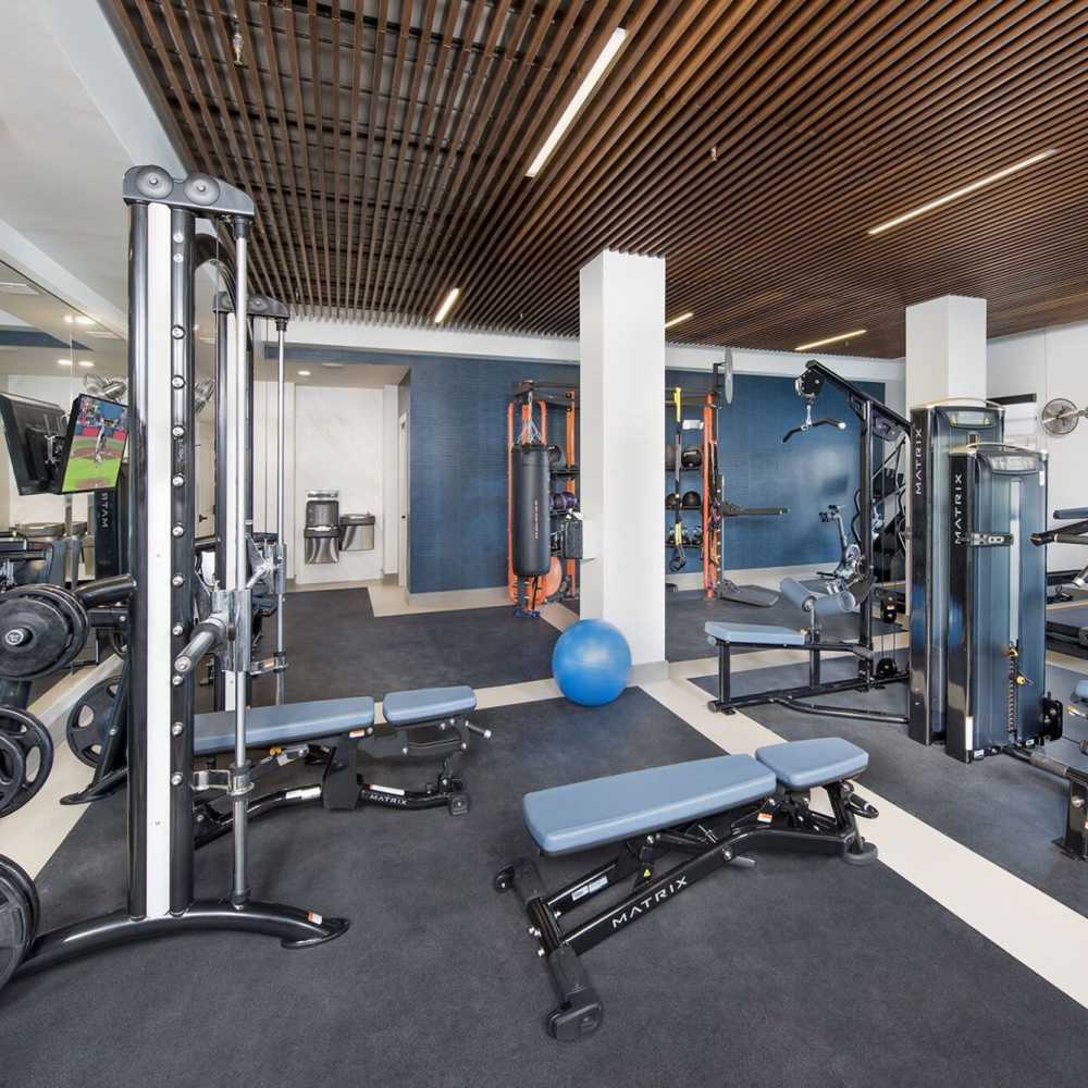Multipurpose fitness center at Siena Suwanee Town Center in Suwanee, Georgia