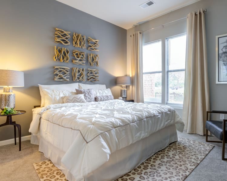 Model bedroom at Celsius Apartment Homes in Charlotte, North Carolina