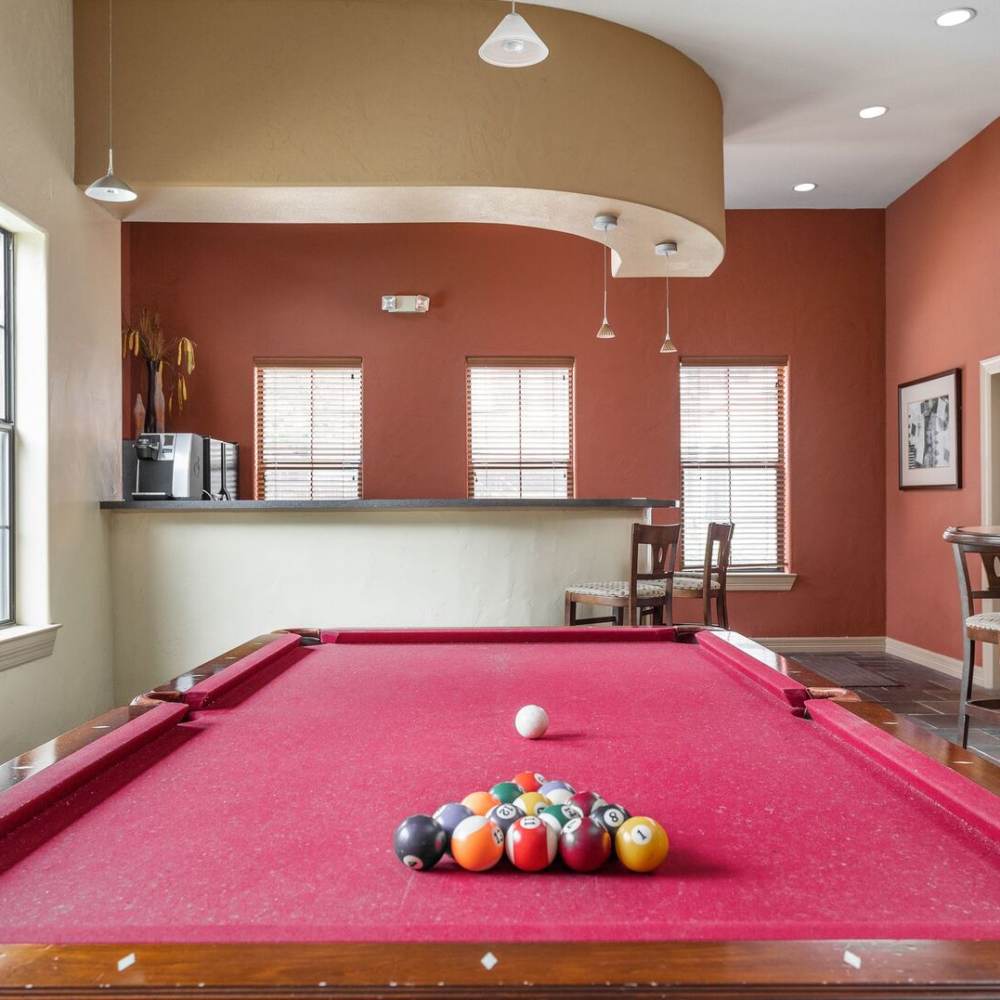 Billiards table in a clubhouse at Stonebridge at the Ranch Apartments in Little Rock, Arkansas