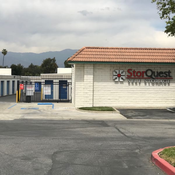 Exterior of the main entrance StorQuest Self Storage in Loma Linda, California