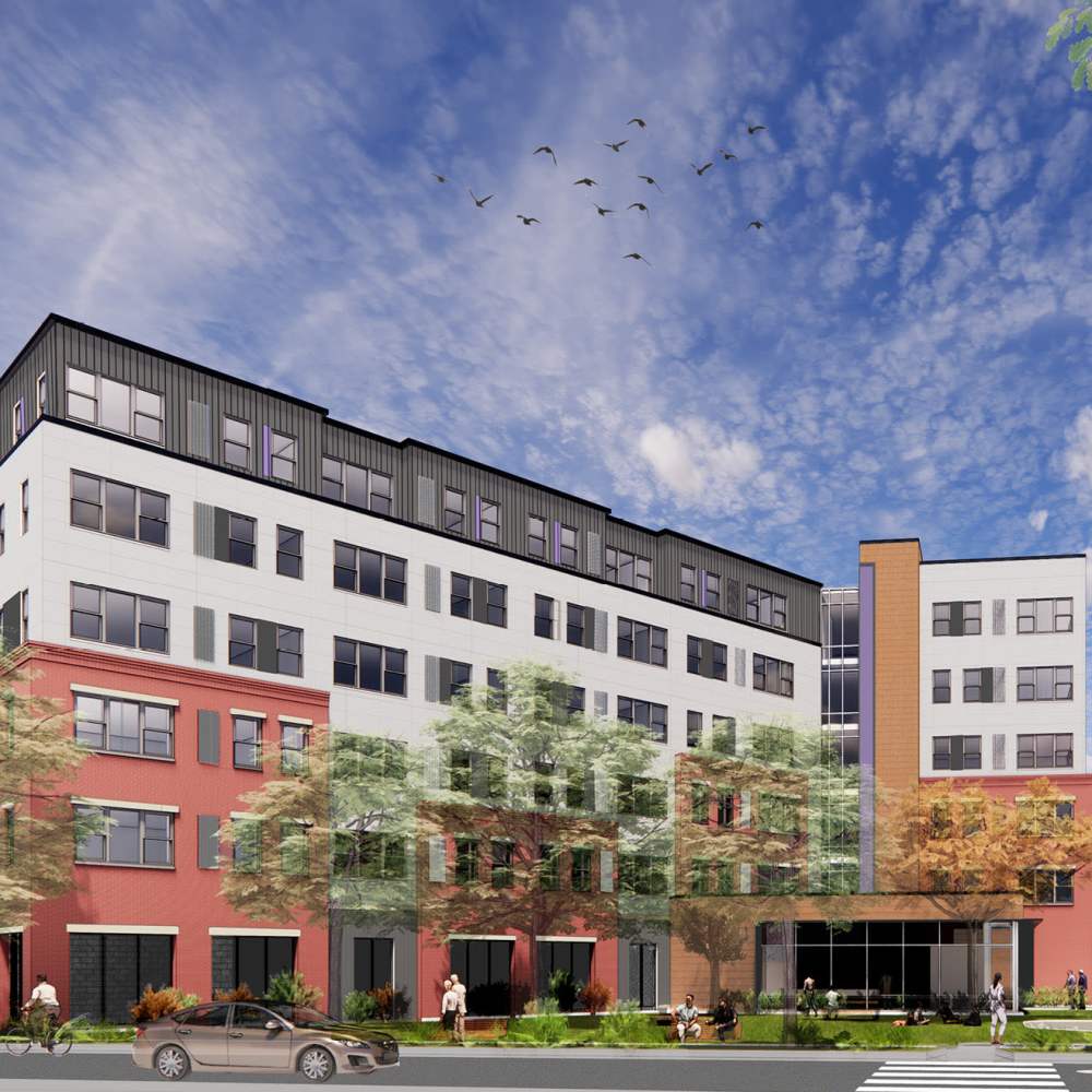 Exterior view of the building at The Reed in Pittsburgh, Pennsylvania